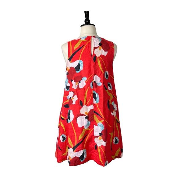 Sigrid Olsen Dress Sleeveless A-line 100% Linen Red White Floral Women’s Size XL - Picture 4 of 10